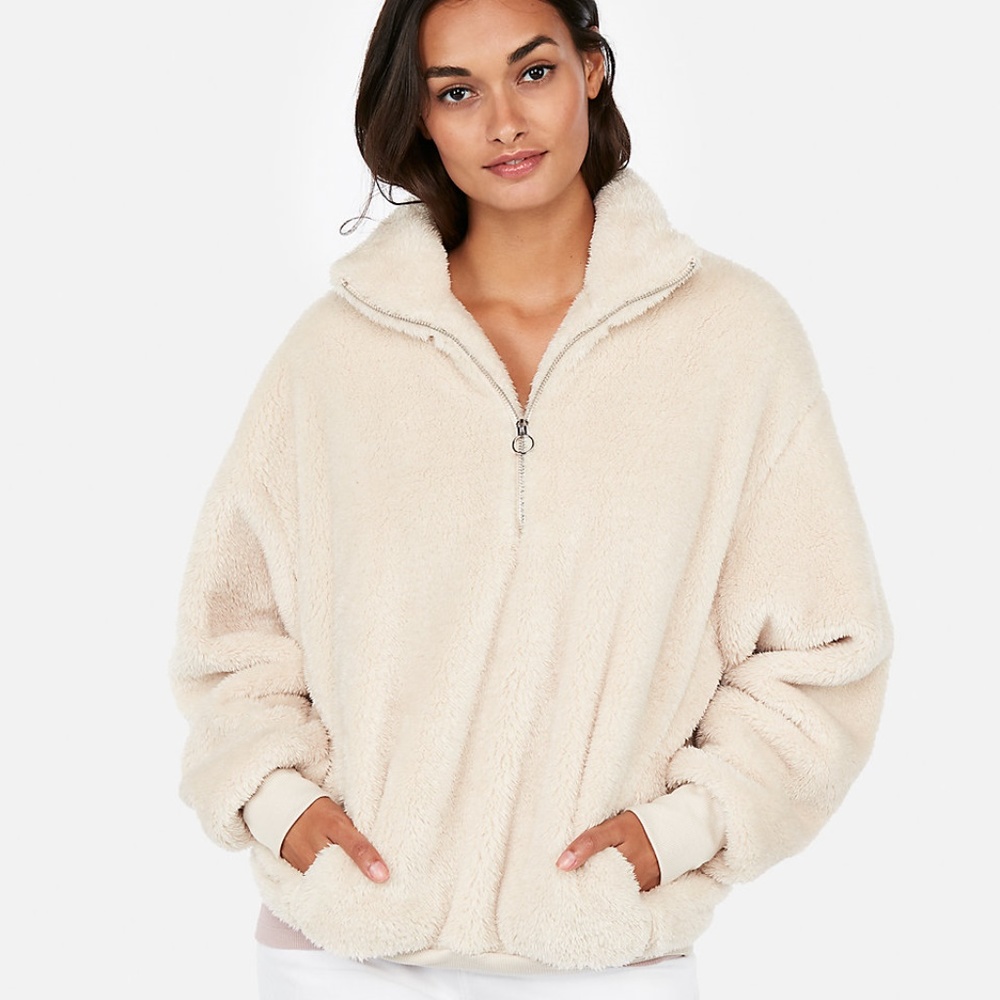 EXPRESS OVERSIZED HALF ZIP FLEECE TOP